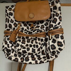 Tory Burch Tan and Brown Leopard Backpack